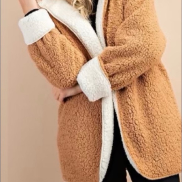 🍂OPEN FRONT CAMEL SHERPA JACKET - Picture 9 of 9